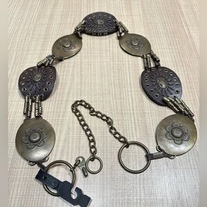Vintage Leather and Metal Chain Belt Adjustable! Impeccable Condition